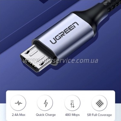 ���� ������ USB 2.0 AM to Micro 5P 1.5m 2A US290 black Ugreen (60147)