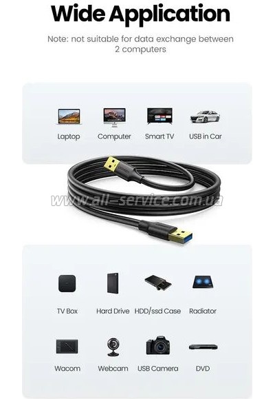 ���� ������ USB 3.0 AM/AM 2.0m US128 black Ugreen (10371)