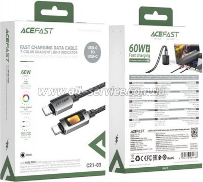 ���� ������ USB-C to USB-C 1.2m 60W black Acefast (6974316284666)
