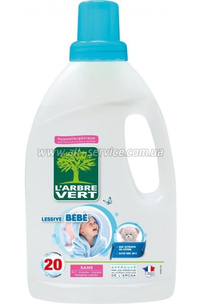Гель для стирки L'Arbre Vert для детских вещей 1.2 л (3450601036811) Гель для стирки L'Arbre Vert для детских вещей 1.2 л (3450601036811)