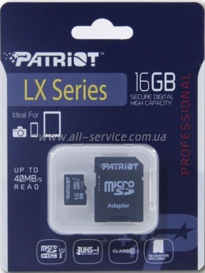   Patriot 16GB microSD class10 UHS-I (PSF16GMCSDHC10)