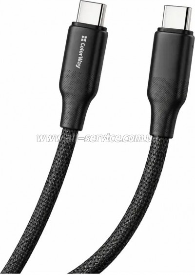 ���� ������ USB-C to USB-C 2.0m 3A 60W TPE embossed black ColorWay (CW-CBPDCC102-BK)