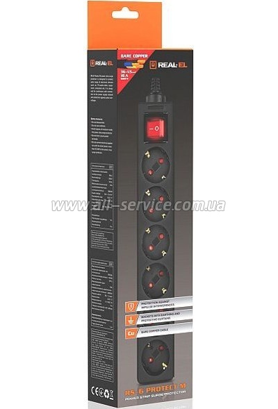 ������� ������ REAL-EL RS-6 Protect M 3� black (EL122300034)