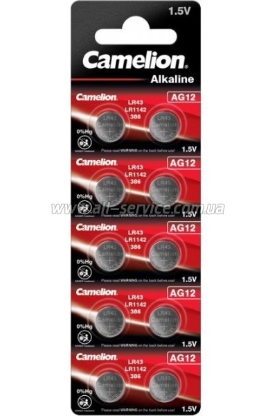  AG12 / LR43 / LR1142 / 386 Alkaline * 10 Camelion (AG12-BP10)