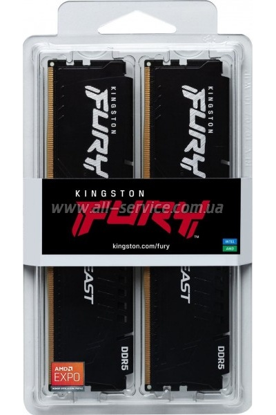     DDR5 64GB (2x32GB) 6000 MHz Beast Black XMP Kingston Fury (ex.HyperX) (KF560C30BBK2-64)