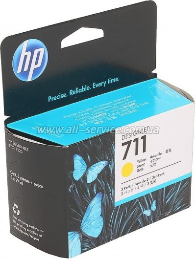  HP 711 DesignJet 120/ 520 Yellow 3-Pack (CZ136A)