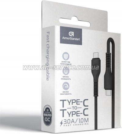 ���� ������ USB-C to USB-C 1.0m AR88 3A black Armorstandart (ARM65293)