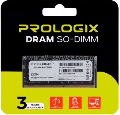     SoDIMM DDR4 8GB 3200 MHz Prologix (PRO8GB3200D4S)