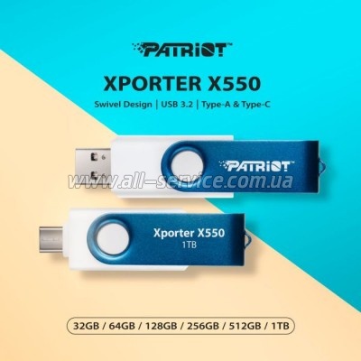  Patriot 32GB Xporter X550 USB 3.2/Type-C (PS32GX550AAD)