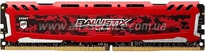  Micron Crucial DDR4 3000 8GB Ballistix Sport, Red, CL 16, Retail (BLS8G4D30AESEK)