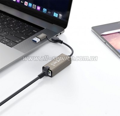 ������� USB-C + USB A to RJ45 Ethernet 100Mbps XO (HUB018.black)