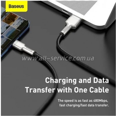���� ������ USB 2.0 AM to USB-C 1.0m Cafule Metal 66W black Baseus (CAKF000101)