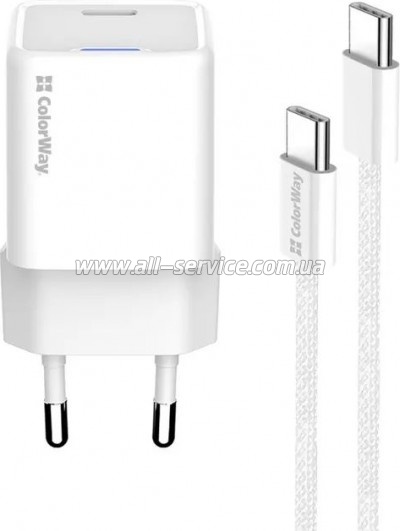 �������� ������� ColorWay GaN Mini 25W PD (CW-CHS052PDC-WT)