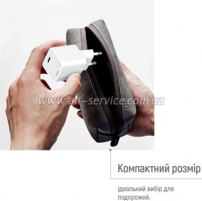 �������� ������� ColorWay C101C GaN Mini 20W PD PPS USB-C white (CW-CHS059PD-WT)