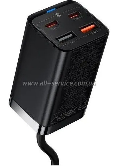 �������� ������� Baseus 2xUSB-C 65W + 2xUSB GaN + cable USB-C to USB-C 100W 1.0m black (CCGP040101)
