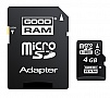   4GB GOODRAM microSDHC Class 4 + SD  RETAIL 9 (SDU4GHCAGRR9)