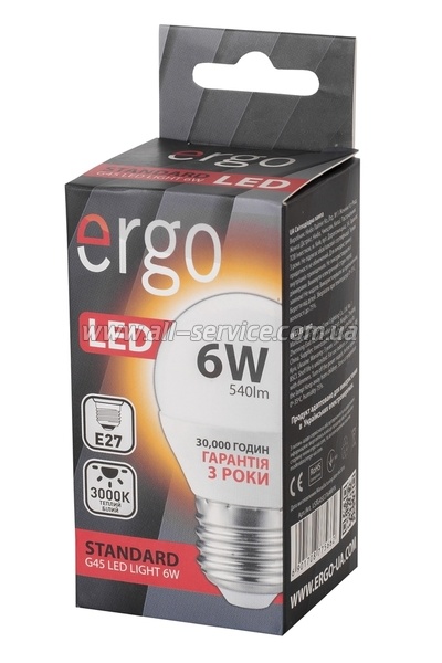  ERGO Standard G45 27 6W 220V . . 3000K (LSTG45276AWFN)