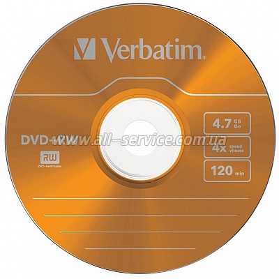  Verbatim DVD+RW 4.7 GB/120 min 4x Slim 5 (43297) Color