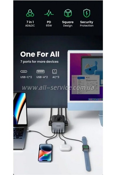 �������� ���������� Ugreen 4xUSB 65W DigiNest Cube (2�USB-C+2xUSB-A) CD268 (60113)