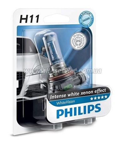  Philips H11 WhiteVision +60% (12362WHVB1)