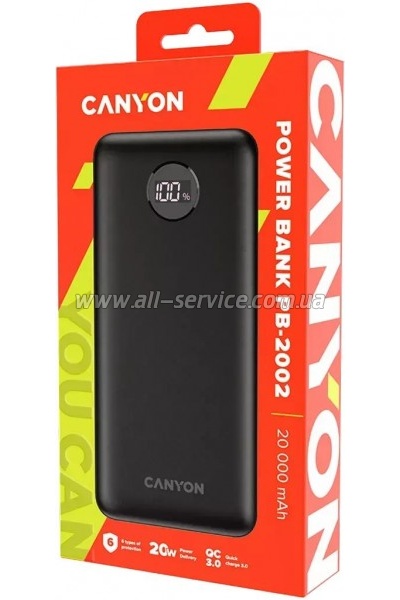 ������� ������������� Canyon PB-2002 20000mAh, PD/ 20W Black (CNE-CPB2002B)