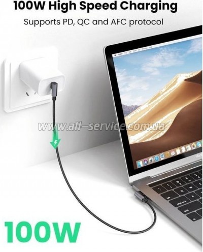 ���� ������ USB-C to USB-C 2.0m 5A 100W US335 90-degree Space Gray Ugreen (70698)