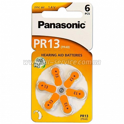 Батарейка для слухового аппарата Panasonic ZA-13 / 6BL Zinc Air (PR-13/6LB) Батарейка для слухового аппарата Panasonic ZA-13 / 6BL Zinc Air (PR-13/6LB)
