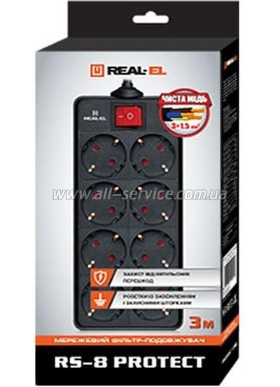������� ������ REAL-EL REAL-EL RS-8 PROTECT 3m black (EL122300022)