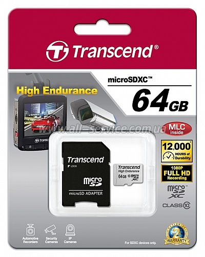   64GB TRANSCEND microSDXC Class 10 High Endurance +  (TS64GUSDXC10V)