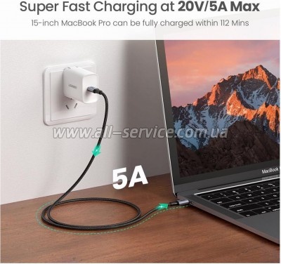 ���� ������ USB-C to USB-C 1.5m 100W US316 Space Gray Ugreen (70428)
