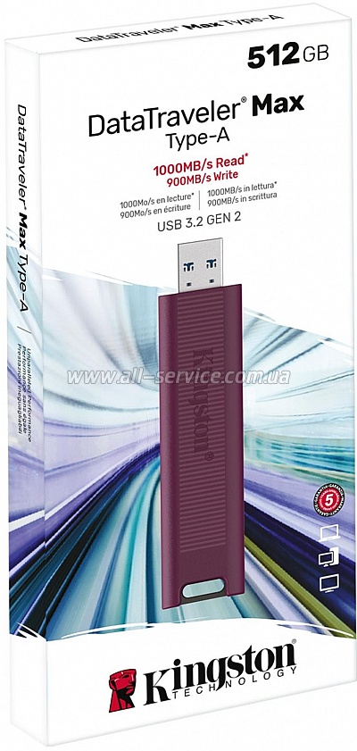  Kingston 512GB DataTraveler Max USB 3.2 Gen 2 (DTMAXA/512GB)