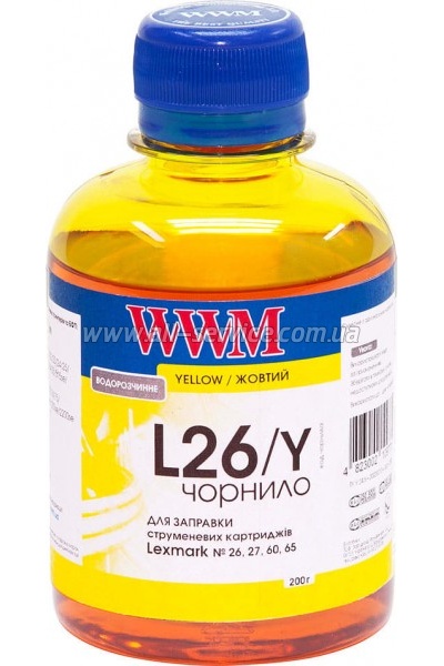 Чернила WWM 200г LEXMARK 10N0026/10N0227 Yellow (L26/Y) Чернила WWM 200г LEXMARK 10N0026/10N0227 Yellow (L26/Y)