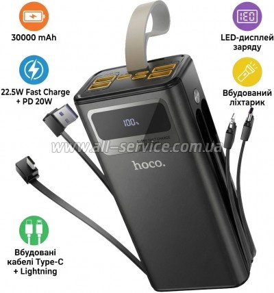 ������� ������������� HOCO 30000mAh Plentiful PD 22.5W Black (DB58 / 715030)