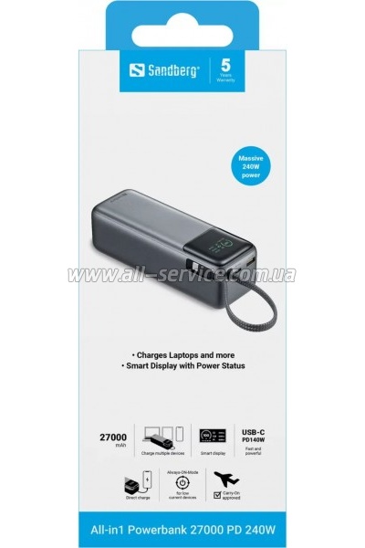 ������� ������������� Sandberg 27000mAh PD 140W (421-31)