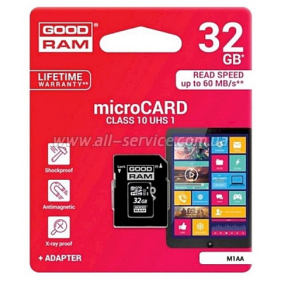   GOODRAM microSDHC M1AA 32GB UHS-I Class 10 + SD-adapter (M1AA-0320R12)