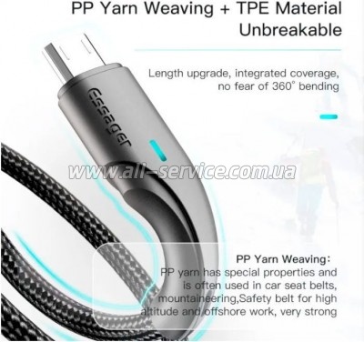 ���� ������ USB 2.0 AM to Micro 5P 1.0m 3A black Essager (EXCM-LS01)