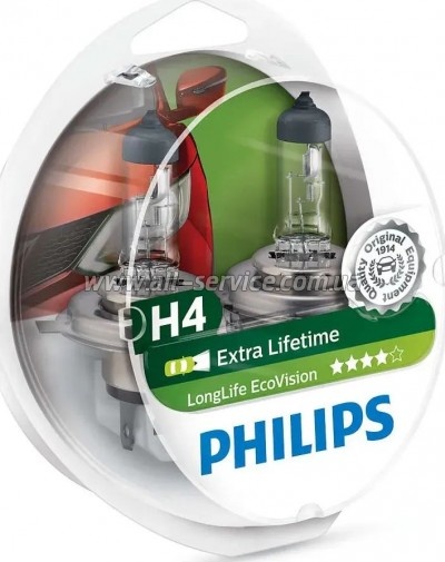 Автолампа Philips H4 LongLife EcoVision, 2шт (12342LLECOS2) Автолампа Philips H4 LongLife EcoVision, 2шт (12342LLECOS2)