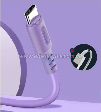 ���� ������ USB 2.0 AM to USB-C 1.0m soft silicone violet ColorWay (CW-CBUC044-PU)