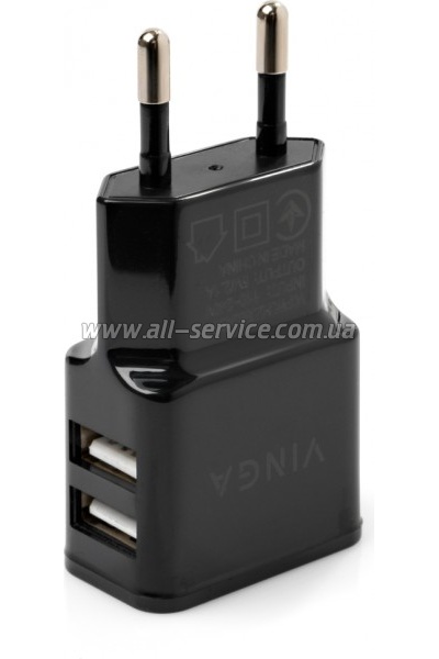 �������� ������� Vinga 2 Port USB Wall Charger 2.1A (VCPWCH2USB2ABK)
