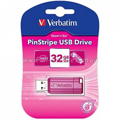 ������ 32Gb VERBATIM USB Drive STORE'N'GO PIN STRIPE PINK (49056)