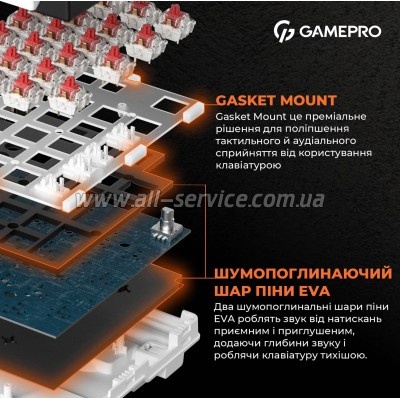  GamePro MK170W Hot-Swap Red Swich RGB USB UA White (MK170W)