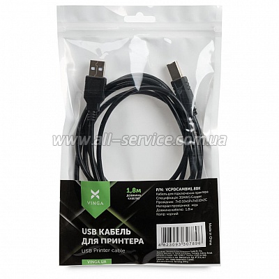    USB 2.0 AM/BM 1.8 m Vinga (VCPDCAMBM1.8BK)