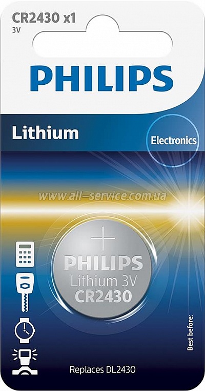  Philips Lithium CR 2430 BLI 1 (CR2430/00B)