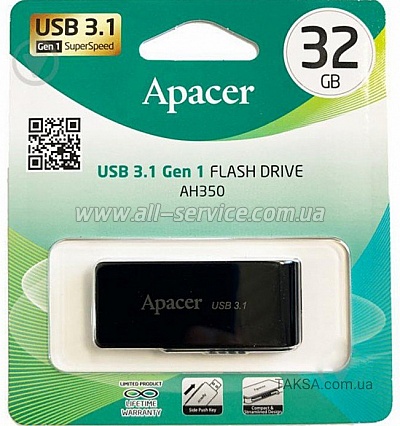  Apacer 32GB AH350 Black RP USB3.0 (AP32GAH350B-1)