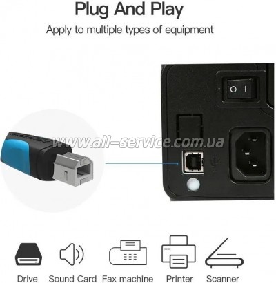 ������ ��� �������� USB 2.0 AM/BM 1.0m black Vention (VAS-A16-B100)