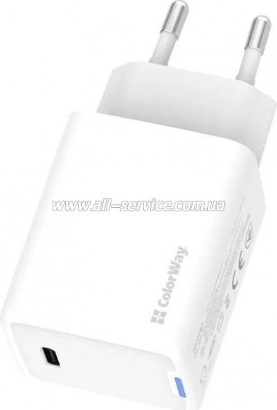 �������� ������� ColorWay GaN Mini 45W PD white (CW-CHS057PD-WT)