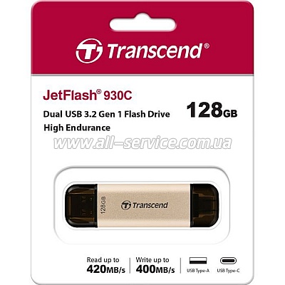  128GB Transcend JetFlash 930C USB 3.2 / Type-C Gold-Black (TS128GJF930C)
