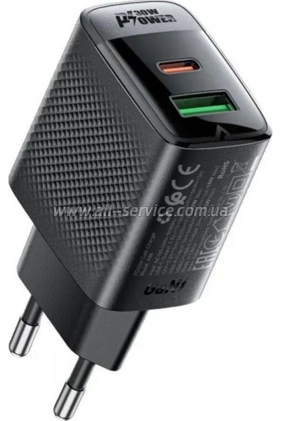 �������� ������� Acefast 2xUSB 30W Gan A98 Black (6974316283263)