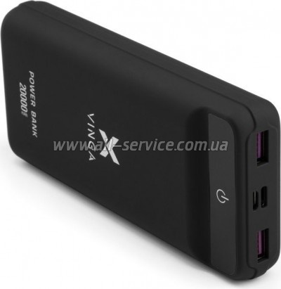   Vinga 20000 mAh QC3.0 Display soft touch black (VPB2QLSBK)