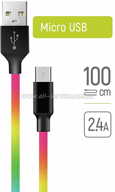   ColorWay USB 2.0 AM to Micro 5P 1.0m multicolor (CW-CBUM017-MC)